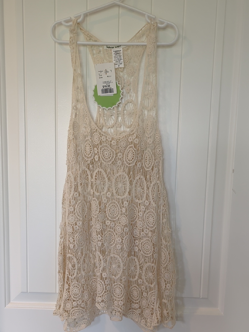 Crochet Lace Racerback Tank Top in Cream